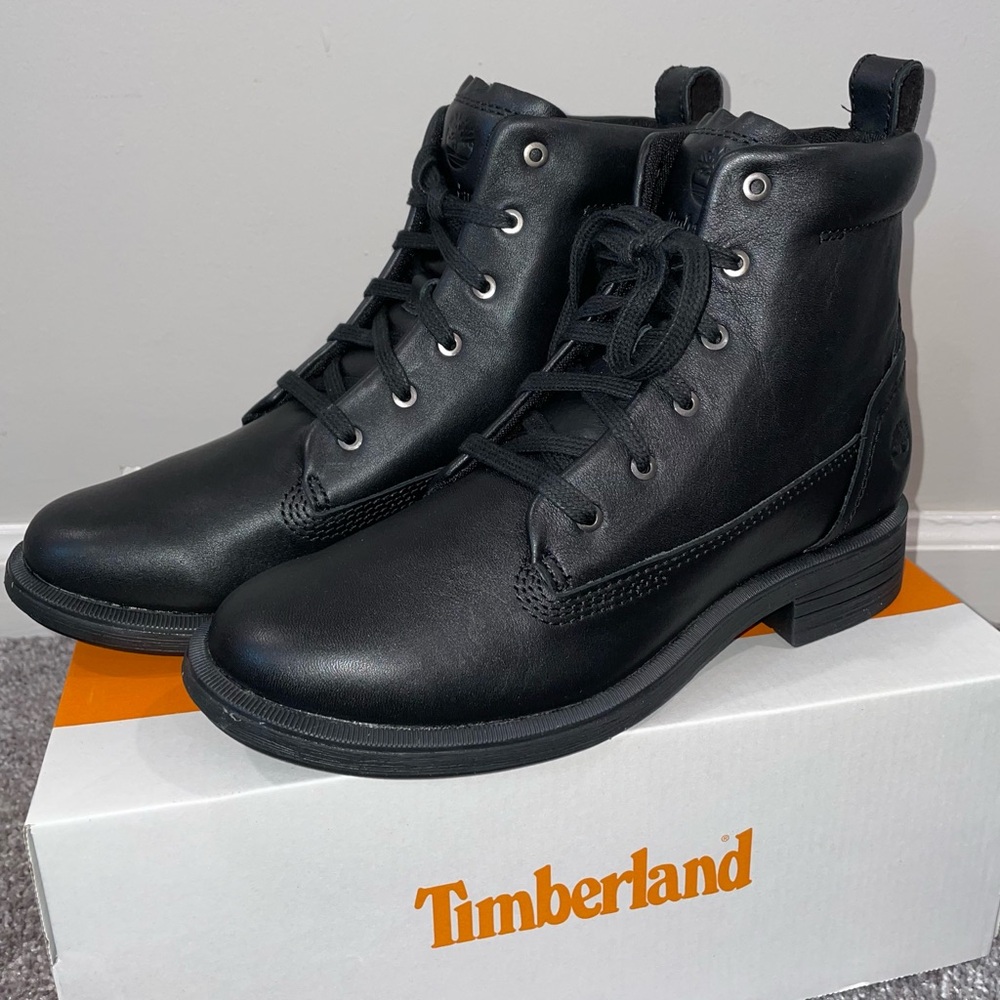 Timberland Black Leather Boots Women’s 7 Verona Lace Up New in Box
